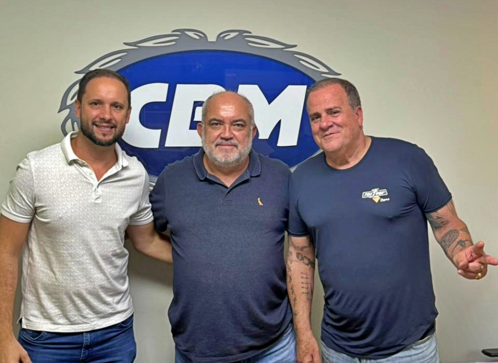 O empresário e colaborador estratégico, Murilo Fróis, o presidente da CBM, Gustavo Jacob e o diretor de Mototurismo, Teiga Junior